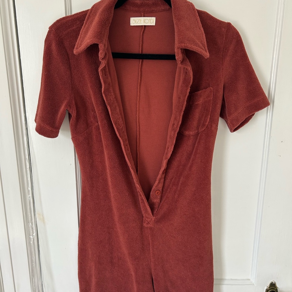 Suzie Kondi Terry Rust Short Sleeve Jumpsuit